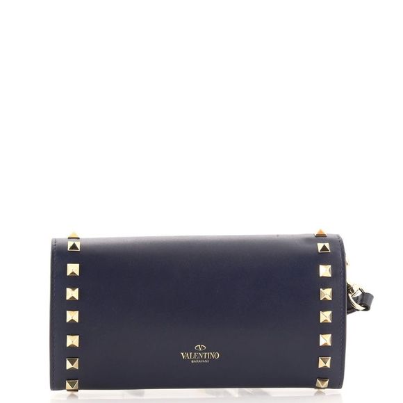 Valentino Garavani Rockstud Wristlet Wallet Leather Blue - Picture 3 of 8